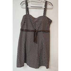 A Shore Fit Swimsuit Womens Size 20W  Brown White Swimdress Polka Dot Padded Cup